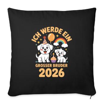 Je vais être un chiot chien grand frère 2026 - Housse de coussin décorative 45 x 45 cm - noir - Devant