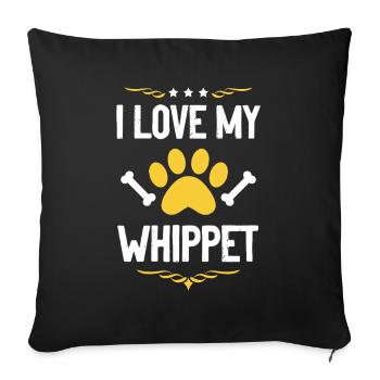 Whippet Love Paw Art - Sofa pillowcase 17,3'' x 17,3'' (45 x 45 cm) - black - Front