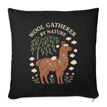 Cottagecore Lama Esthétique Mignon Animal de la Ferme - Housse de coussin décorative 45 x 45 cm - noir - Devant