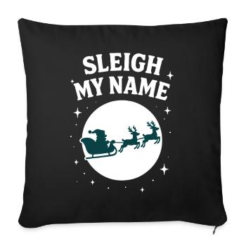 Traîneau Mon Nom Père Noël Humour - Housse de coussin décorative 45 x 45 cm - noir - Devant