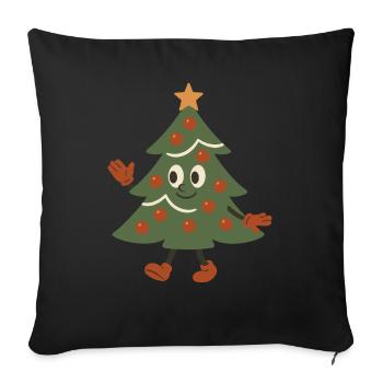 Drôle Dansant Arbre de Noël Vacances Joie festive - Housse de coussin décorative 45 x 45 cm - noir - Devant