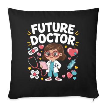 Dessin animé du futur docteur - Housse de coussin décorative 45 x 45 cm - noir - Devant