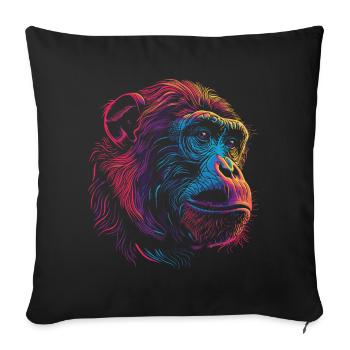 Neon Psychedelischer Affe - Sofakissenbezug 45 x 45 cm - Schwarz - Vorne