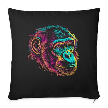 Néon Singe Portrait Couleur Explosion - Housse de coussin décorative 45 x 45 cm - noir - Devant