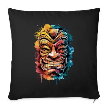 Masque Tiki coloré Artwork avec Living - Housse de coussin décorative 45 x 45 cm - noir - Devant