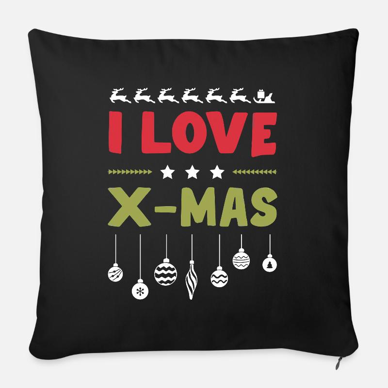 Ich Liebe Xmas Weihnachten - Sofakissenbezug 45 x 45 cm - Schwarz
