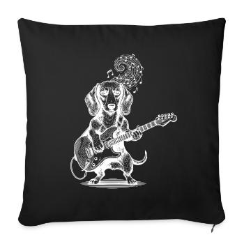 Dachshund Guitar Playing Dog - Sofa pillowcase 17,3'' x 17,3'' (45 x 45 cm) - black - Front
