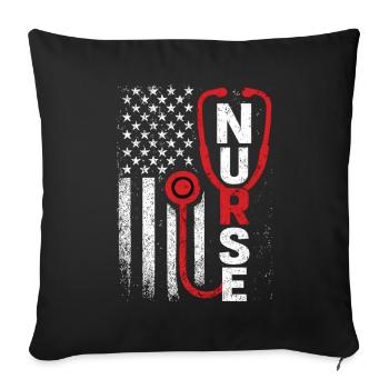 Nurse USA Flag Stethoscope – Nurse - Sofa pillowcase 17,3'' x 17,3'' (45 x 45 cm) - black - Front
