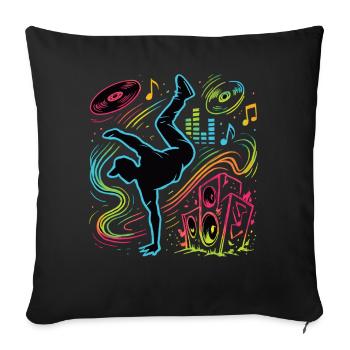 Breakdance Neon Style – Musique & Street Art - Housse de coussin décorative 45 x 45 cm - noir - Devant