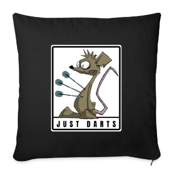 Drôle de fléchettes motif comique. JUSTE DES FLÉCHETTES - Housse de coussin décorative 45 x 45 cm - noir - Devant