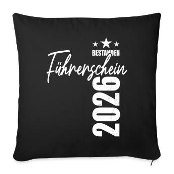 Driver's license passed in 2026 - test - success - Sofa pillowcase 17,3'' x 17,3'' (45 x 45 cm) - black - Front