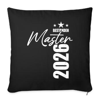 Master réussi 2026 - Examen - Réussite - Housse de coussin décorative 45 x 45 cm - noir - Devant