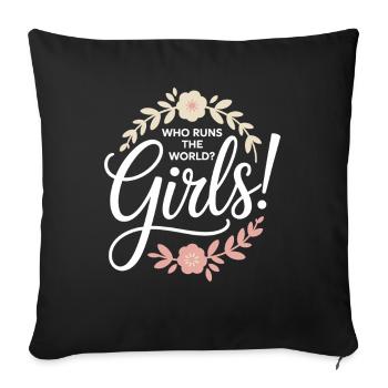 Les femmes : le pouvoir qui dirige le monde, les filles, les filles : la fille - Housse de coussin décorative 45 x 45 cm - noir - Devant