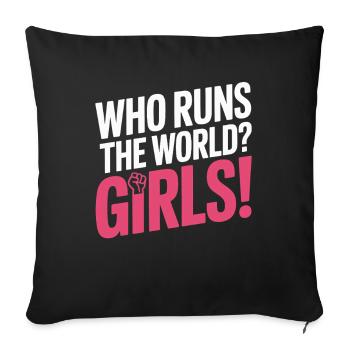 Les femmes : le pouvoir qui dirige le monde, les filles, les filles : la fille - Housse de coussin décorative 45 x 45 cm - noir - Devant