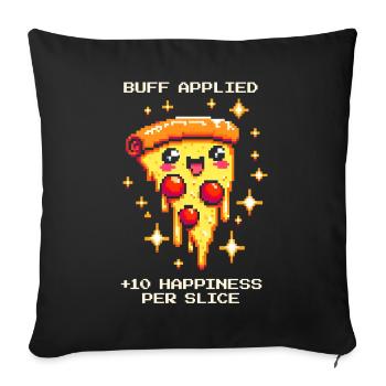 Stärkung aktiviert: +10 Glück pro Pizzastück - Sofa pillowcase 17,3'' x 17,3'' (45 x 45 cm) - black - Front