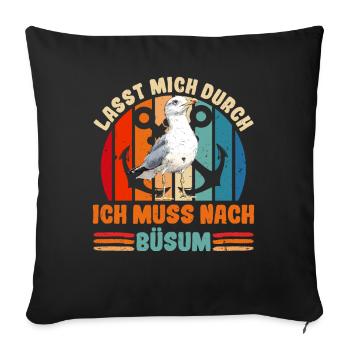 Mer du Nord LAISSEZ-MOI PASSER DOIT ALLER À BÜSUM Lustig - Housse de coussin décorative 45 x 45 cm - noir - Devant