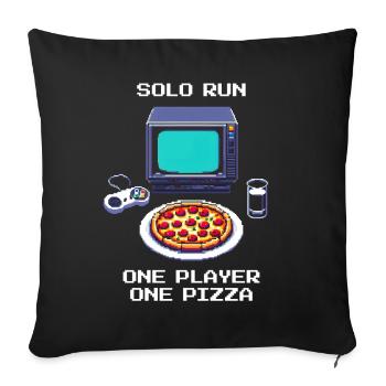 Solo Run: One Player, One Pizza | Singleplayer - Sofa pillowcase 17,3'' x 17,3'' (45 x 45 cm) - black - Front