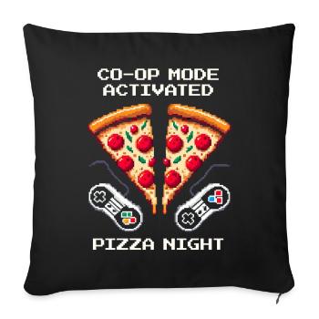 Co-Op Activated: Pizza Night | Multiplayer Gaming - Sofa pillowcase 17,3'' x 17,3'' (45 x 45 cm) - black - Front
