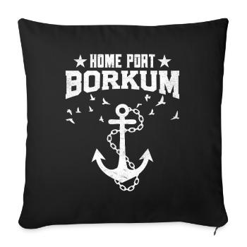 North Sea Holiday HEIMATHAFEN BORKUM Lustig - Sofa pillowcase 17,3'' x 17,3'' (45 x 45 cm) - black - Front