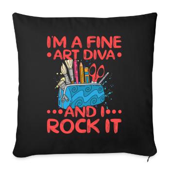 Artiste Peintre Art Diva & I Rock It Idée Cadeau - Housse de coussin décorative 45 x 45 cm - noir - Devant
