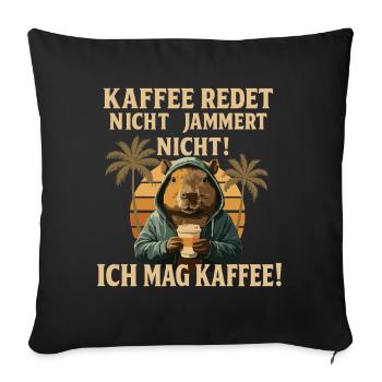 Capybara Kaffee Spruch Retro - Sofakissenbezug 45 x 45 cm - Schwarz - Vorne