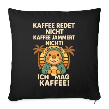 Capybara Kaffee Spruch Sunset - Sofakissenbezug 45 x 45 cm - Schwarz - Vorne