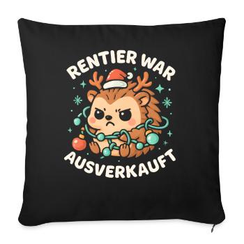 Weihnachten Spruch Humor Igel Lustig Rentier - Sofakissenbezug 45 x 45 cm - Schwarz - Vorne