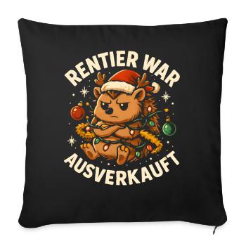 Weihnachten Spruch Humor Igel Lustig Rentier - Sofakissenbezug 45 x 45 cm - Schwarz - Vorne