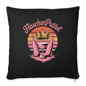 FlaschenPuttel Krone Cocktail Retro Party JGA - Sofa pillowcase 17,3'' x 17,3'' (45 x 45 cm) - black - Front