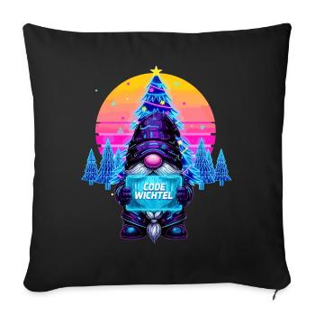 Cyberpunk Code Wichtel - Synthwave Xmas Nerd - Sofakissenbezug 45 x 45 cm - Schwarz - Vorne