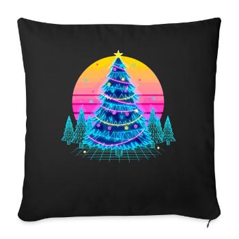 Neon Christmas Tree Sunset - Sofa pillowcase 17,3'' x 17,3'' (45 x 45 cm) - black - Front