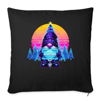 KI GNOME - Synthwave Retrowave des années 80 - Housse de coussin décorative 45 x 45 cm - noir - Devant
