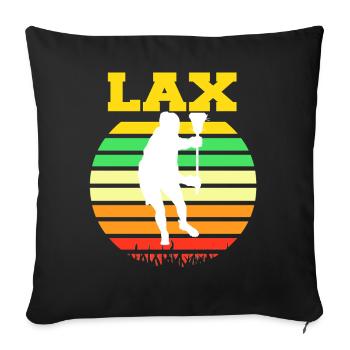 Silhouette de joueur de crosse LAX Retro Sunset - Housse de coussin décorative 45 x 45 cm - noir - Devant