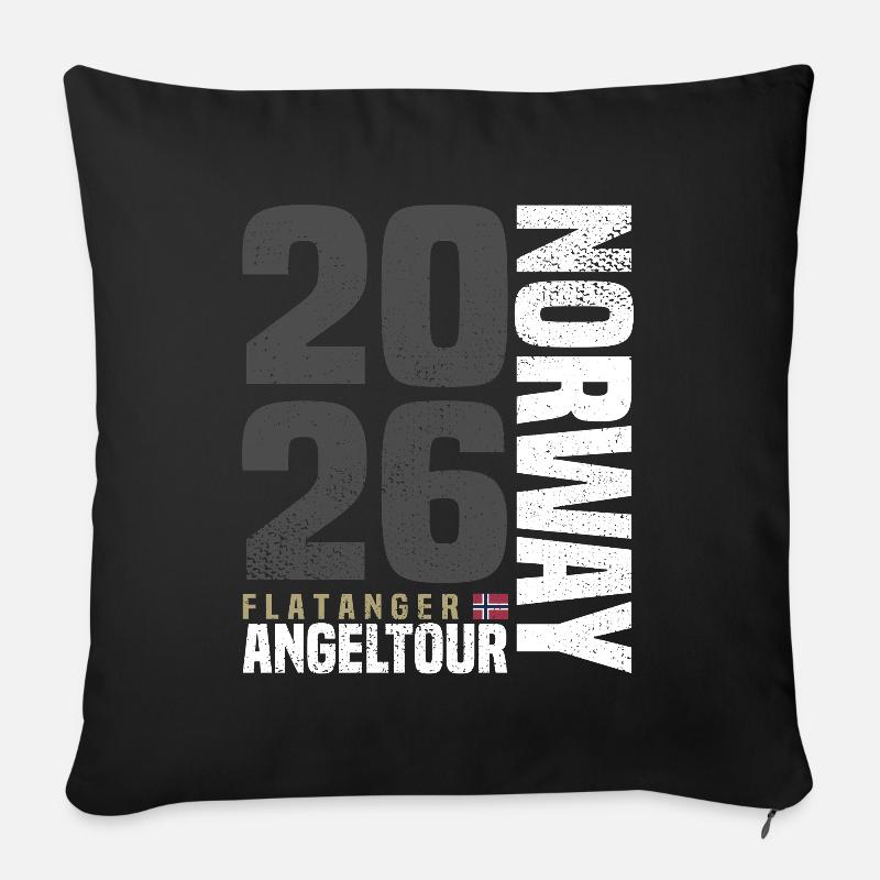Angeltour Norwegen Flatanger - Sofakissenbezug 45 x 45 cm - Schwarz