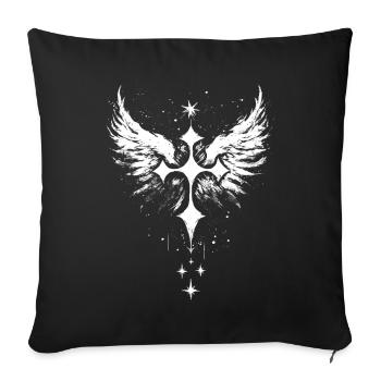 Goth Kreuz mit Engelflügel Gothic - Sofakissenbezug 45 x 45 cm - Schwarz - Vorne
