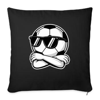Smiley De Football Avec Lunettes De Soleil Et Croisé - Housse de coussin décorative 45 x 45 cm - noir - Devant