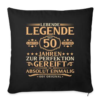 50e anniversaire - Légende vivante depuis 50 ans - Housse de coussin décorative 45 x 45 cm - noir - Devant