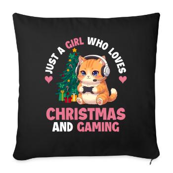 Just A Girl Who Loves Christmas And Gaming Gamer  - Sofa pillowcase 17,3'' x 17,3'' (45 x 45 cm) - black - Front
