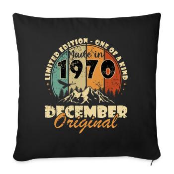 Décembre 1970 Anniversaire Décembre 1970 Décembre - Housse de coussin décorative 45 x 45 cm - noir - Devant