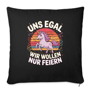 We don't care, we just want to party, unicorn party - Sofa pillowcase 17,3'' x 17,3'' (45 x 45 cm) - black - Front