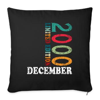 Birthday in December 2000 - December - Sofa pillowcase 17,3'' x 17,3'' (45 x 45 cm) - black - Front
