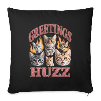 Salutations Huzz Bootleg inportable - Housse de coussin décorative 45 x 45 cm - noir - Devant