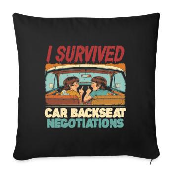 Sibling Car Backseat Negotiations - Sofa pillowcase 17,3'' x 17,3'' (45 x 45 cm) - black - Front