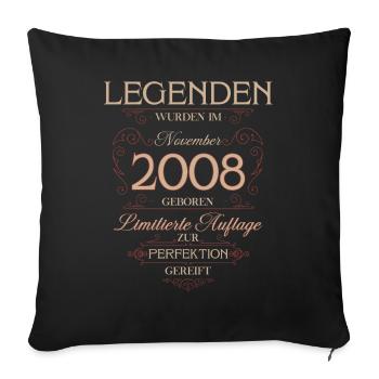 18th Birthday Legend November Vintage 2008 - Sofa pillowcase 17,3'' x 17,3'' (45 x 45 cm) - black - Front