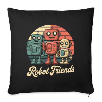 Retro Roboter - Robot Friends - Sofa pillowcase 17,3'' x 17,3'' (45 x 45 cm) - black - Front