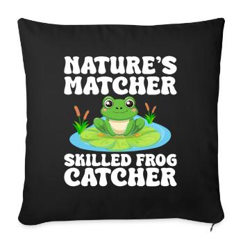 Frog Catcher Nature ́s Matcher Skilled Catcher Frog - Sofa pillowcase 17,3'' x 17,3'' (45 x 45 cm) - black - Front
