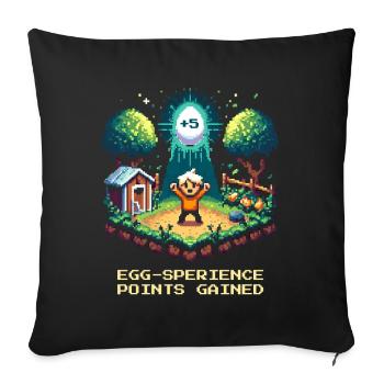Points d’expérience d’œuf collectés | Améliorez l’humour - Housse de coussin décorative 45 x 45 cm - noir - Devant