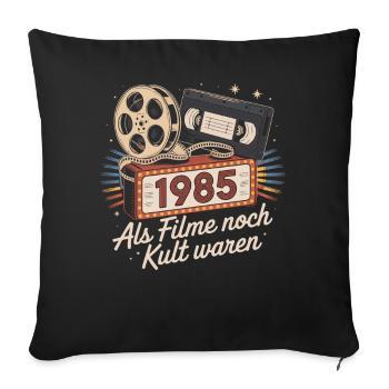 1985 Retro Kino Kult - Sofakissenbezug 45 x 45 cm - Schwarz - Vorne