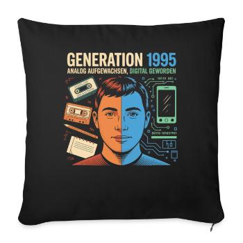 Generation 1995: Analog trifft Digital - Sofakissenbezug 45 x 45 cm - Schwarz - Vorne