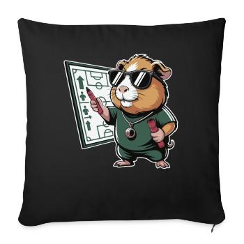 Coach de hamsters avec emploi du temps - Housse de coussin décorative 45 x 45 cm - noir - Devant